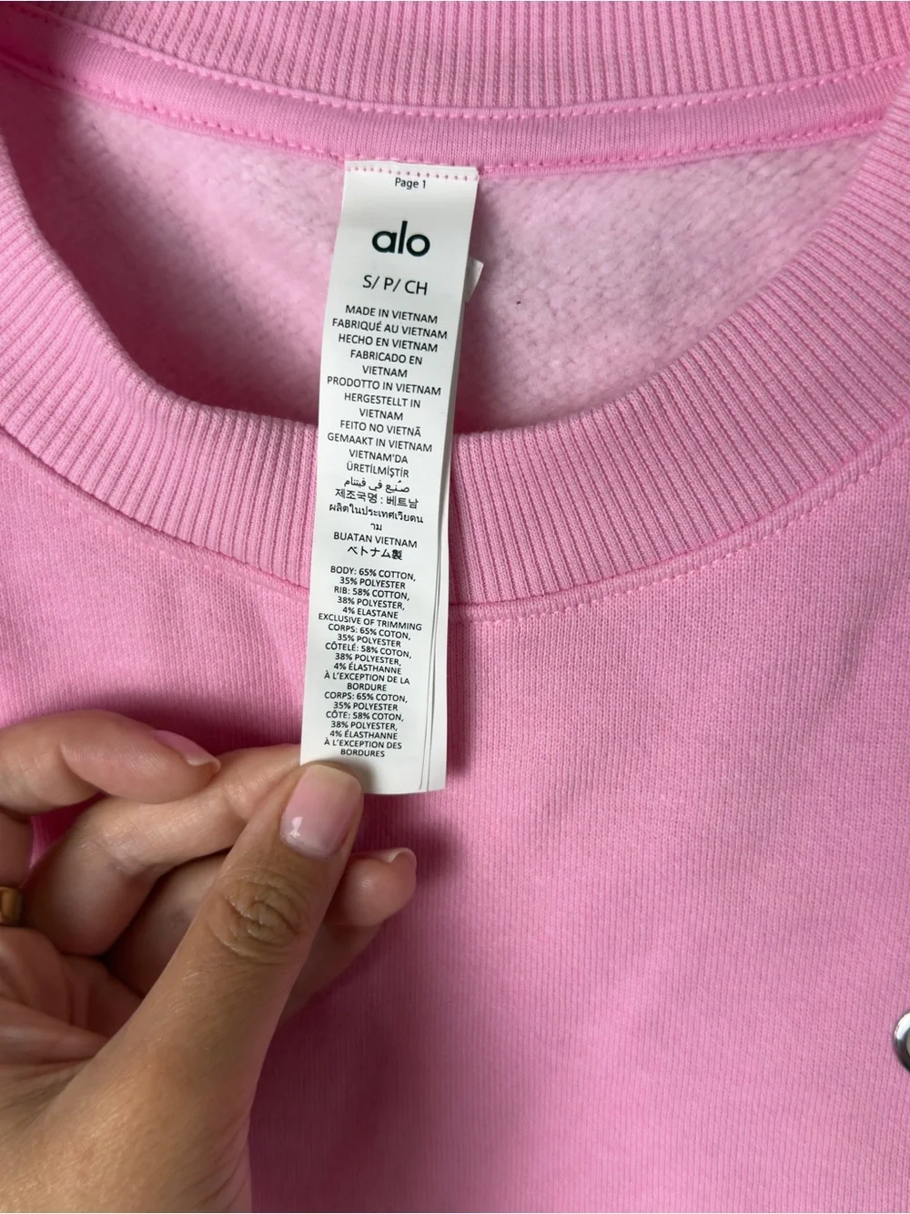 Alo Cropped Accolade Crewneck Sweet Pink